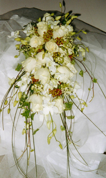 mixed cascade of white roses